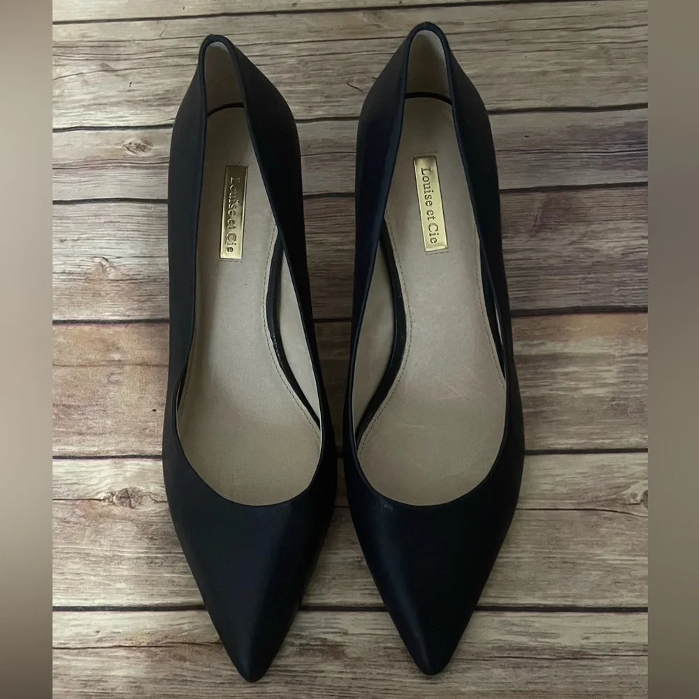 Louise Et Cie Jordyna Size 9.5 Navy Leather Pumps Heels - Picture 3 of 8